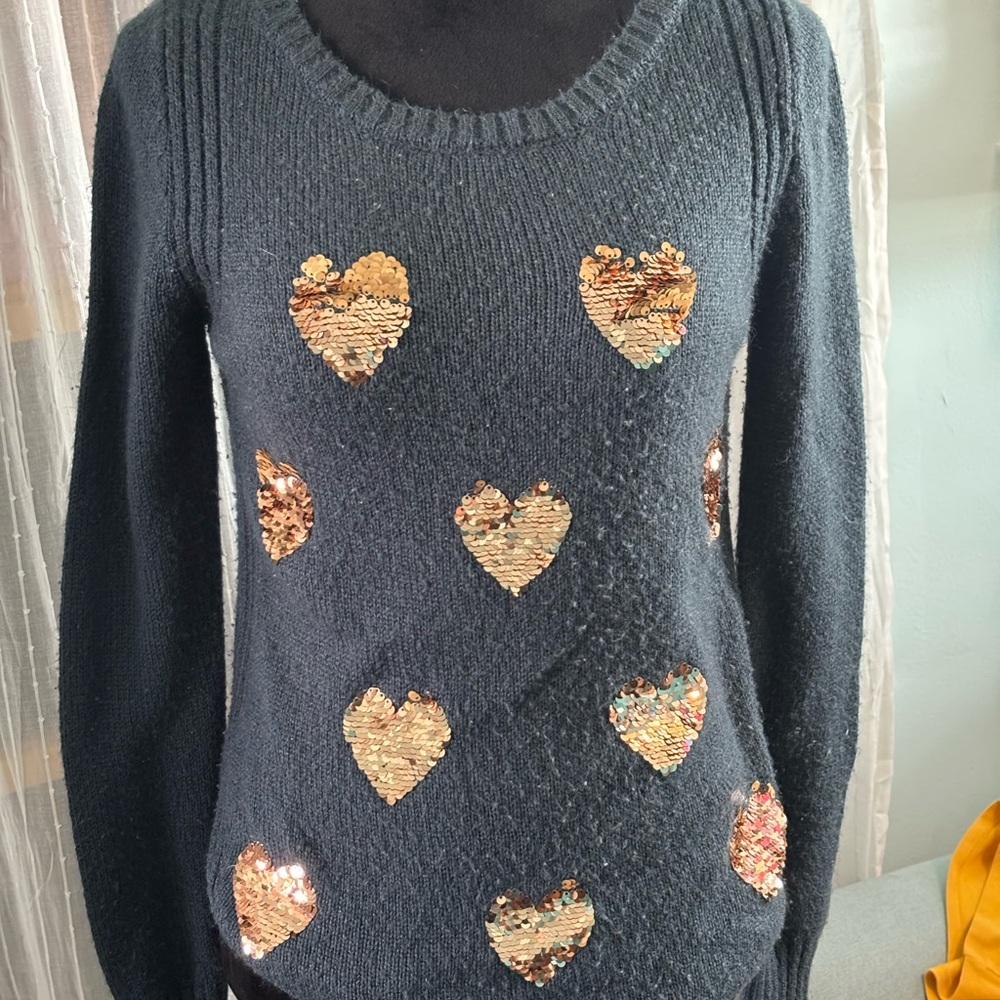 LC Lauren Conrad Blue and Gold Crew Neck Sweater